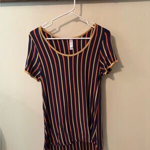 LuLaRoe Blue and Red Fitted Short Sleeve T-Shirt